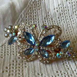 Hair clip barrette crystal butterfly new